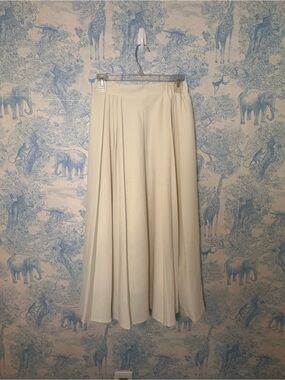 Classic Cream Pleated Midi Skirt